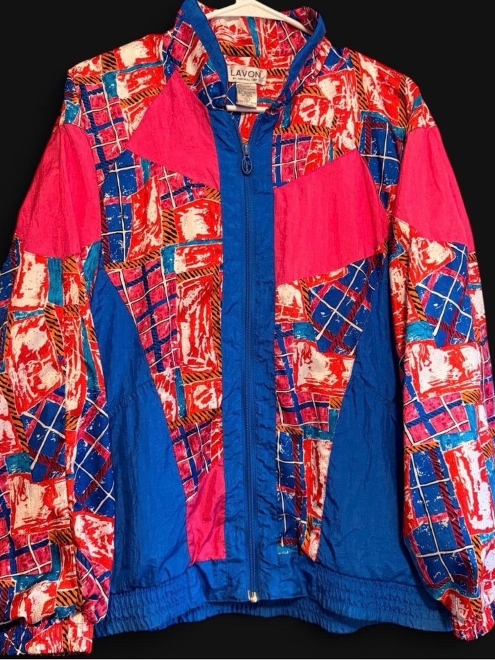 Vintage 90’s Lavon Neon Windbreaker Jacket | Festival Retro Pink Blue Colorblock